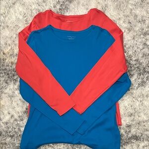 Women’s Long-Sleeve Shirt Duo - Blue & Coral